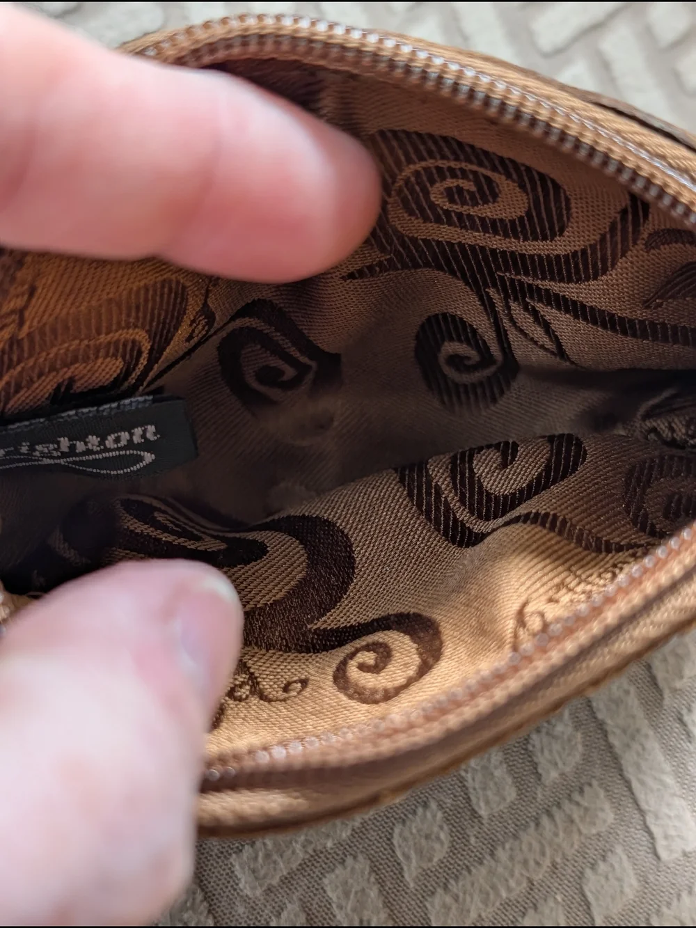 Brighton Brown Snake Print Heart Cosmetic Coin Pouch EUC